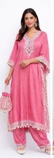 Women  s Pink Kaftan Set Elegant Ethnic Outfit, Party Wear, India Size XL US-L 