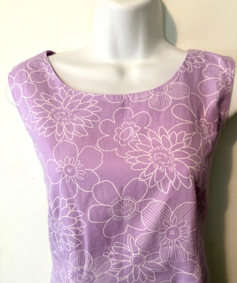 Vestido Vaina Ajustado Floral Lavanda Algodón Esquinero Informal De Colección 6 Foto 4 de 4