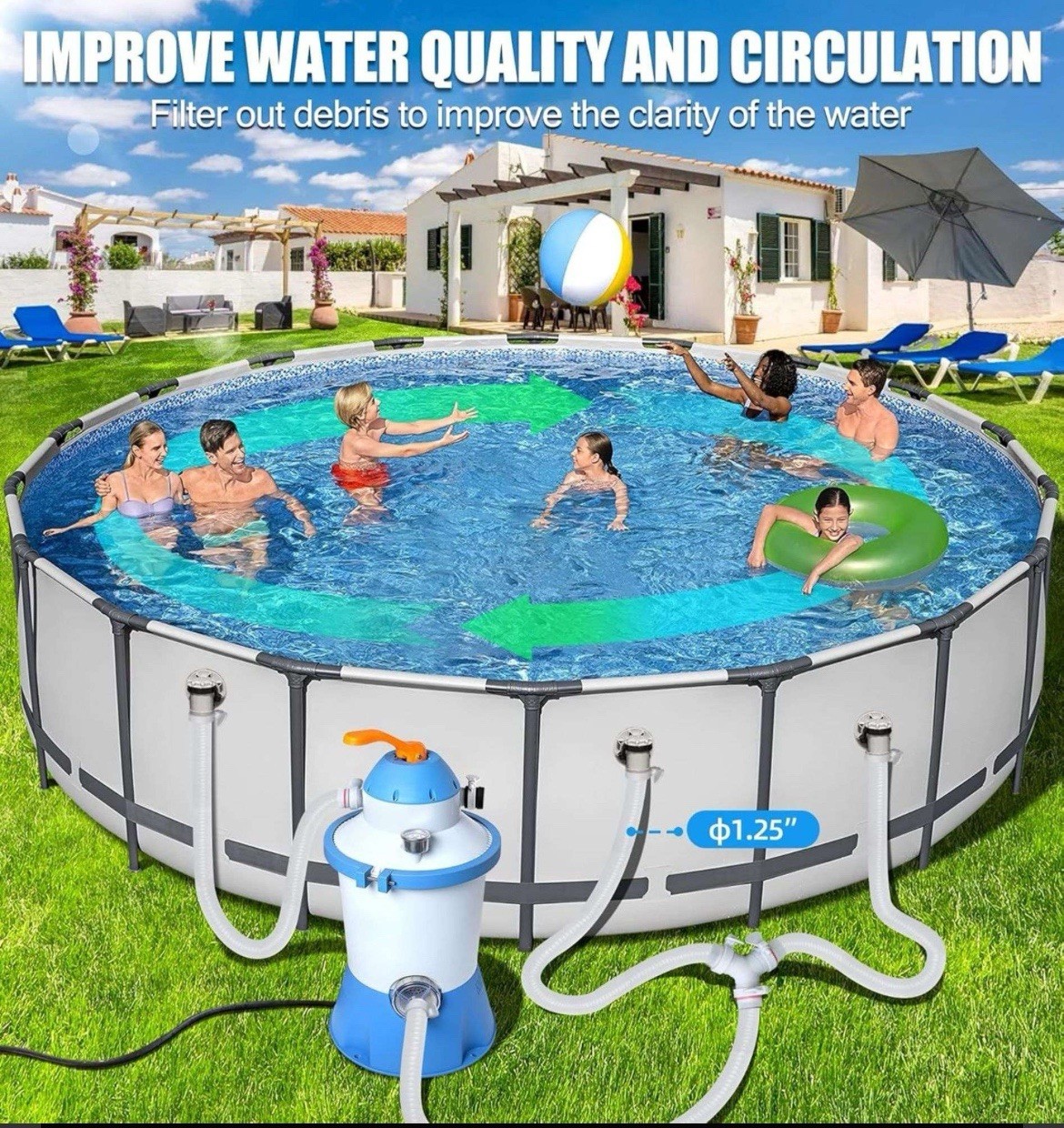 kimfilter 1000 GPH Pool Sand Filter Pump for Above Ground