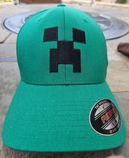 Brand New Minecraft Creeper Flexfit Hat Cap Green/Black Size S/M