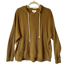 Aerie waffle knit hoodie Medium Mustard Golden brown Pocket Long sleeve shirt