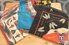 Vintage Native American Bandana Set- Sunset With Buffalo, Indian And Print Lot