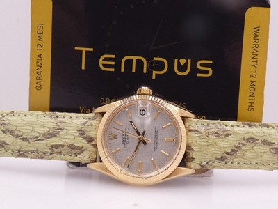 ROLEX O.P. DATE 31 MID-SIZE 6827 18KT GOLD LINEN DIAL '1972 AUTOMATIK TOP WATCH