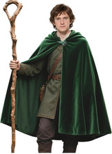 L'VOW Medieval Green Hobbit Cloak Renaissance Elf Hooded Cape Wtih Leaf Brooch C