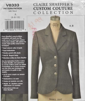 Vogue Sewing Pattern 8333 sz 6-8-10, Claire Shaeffer's Custom Couture Jacket