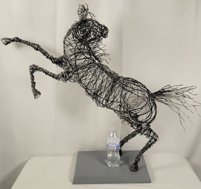 33 Inch Tall Wire Horse Sculpture ~ Rearing Mare ~ Handmade ~ Artist Unknown  ~