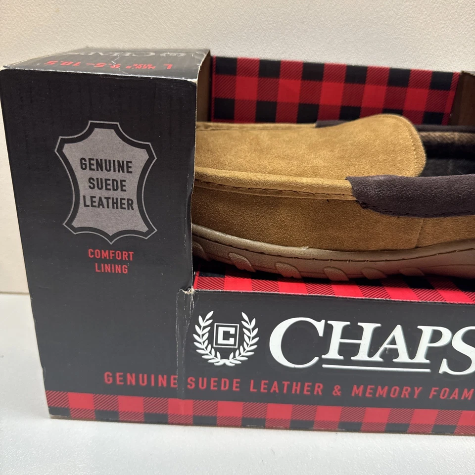 Zapatillas grandes para hombre nuevas en caja chaps de gamuza genuina de cuero con espuma viscoelástica 9,5-10,5 tostadas Foto 4 de 4