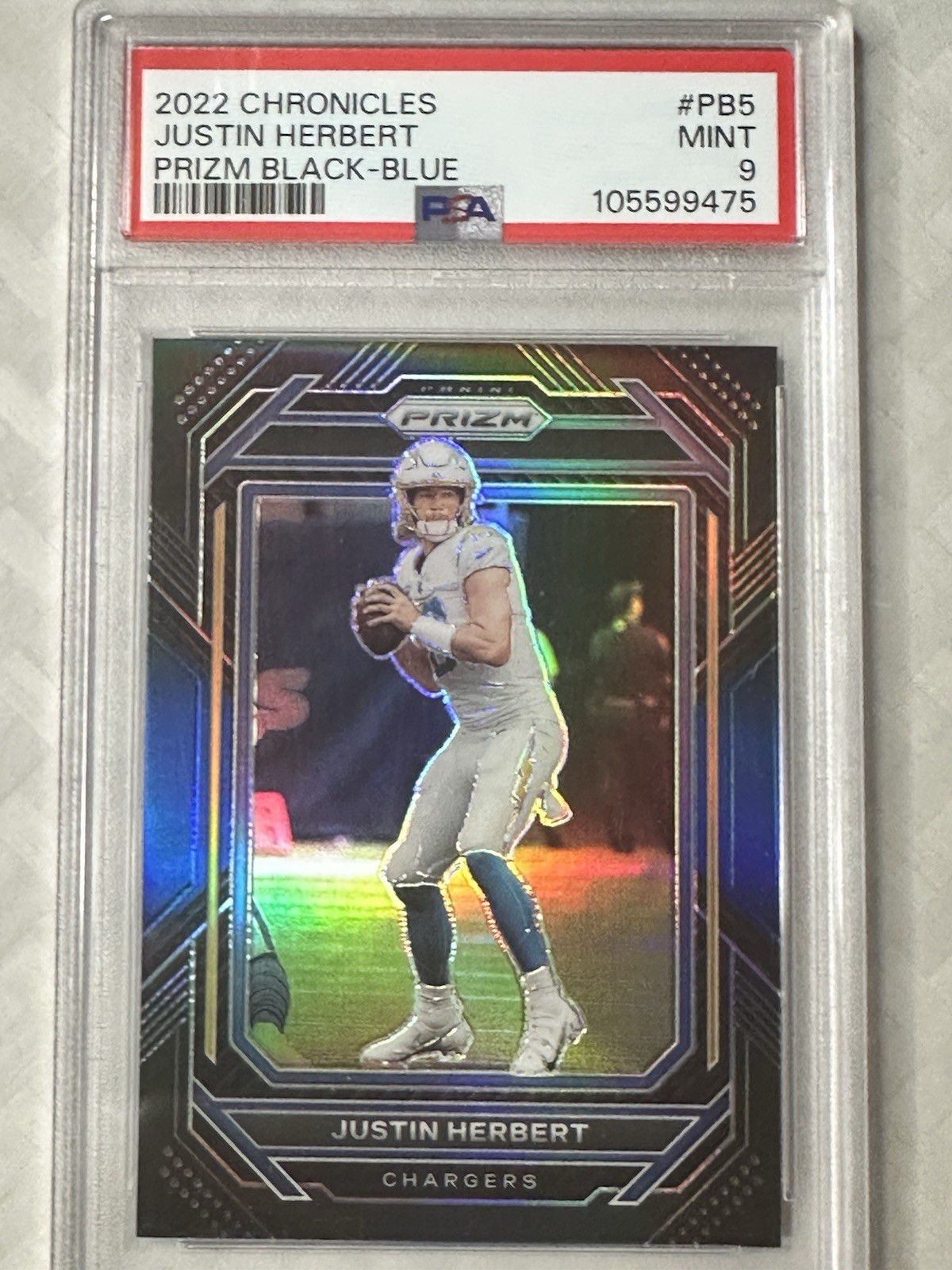 /25 - 2022 Panini Chronicles - Prizm Black Justin Herbert #PB-5 Blue