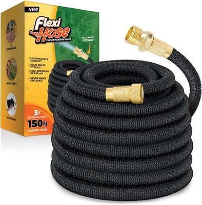 Flexi Hose Lightweight Expandable Garden Hose, No-Kink 150 ft, Black 