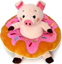 OrnamentallyYou Ollie Oinker The Pig Plushie, Adorable 12" Donut Ring Stuffed An