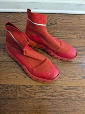 Fendi Hombre Técnico Tejido Logo Calcetín Alto Tenis Rojo Talla 13