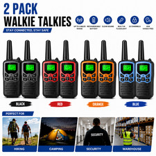 2 PACK Long Range 100 mile Walkie Talkie Two Way Radio Charge Headset Waterproof