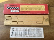Vintage Whitman Solid Wood Cribbage Board in Original Box Instruction Model 4230