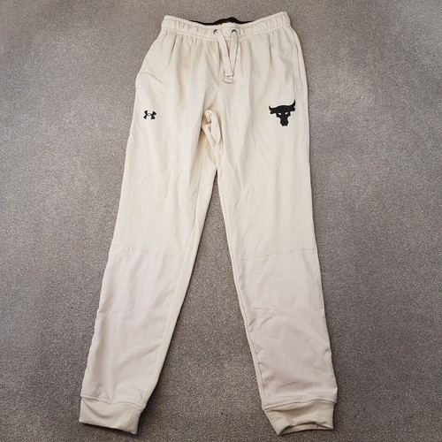 Under Armour Mens Tracksuit Bottoms Medium Grey Beige Project Rock Sweat Pants