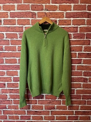 FALCONERI Men s 1/2 Zip Pullover Sweater 100% Lambswool Green Italy Size 52 L