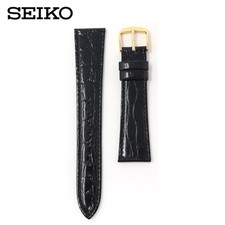 Bracelet de montre SEIKO véritable noir bracelet en cuir 19 mm DAB4 neuf