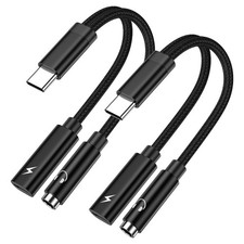 USB C to 3.5mm Headphone and Charger Adapter for Samsung Galaxy A17 A56 black