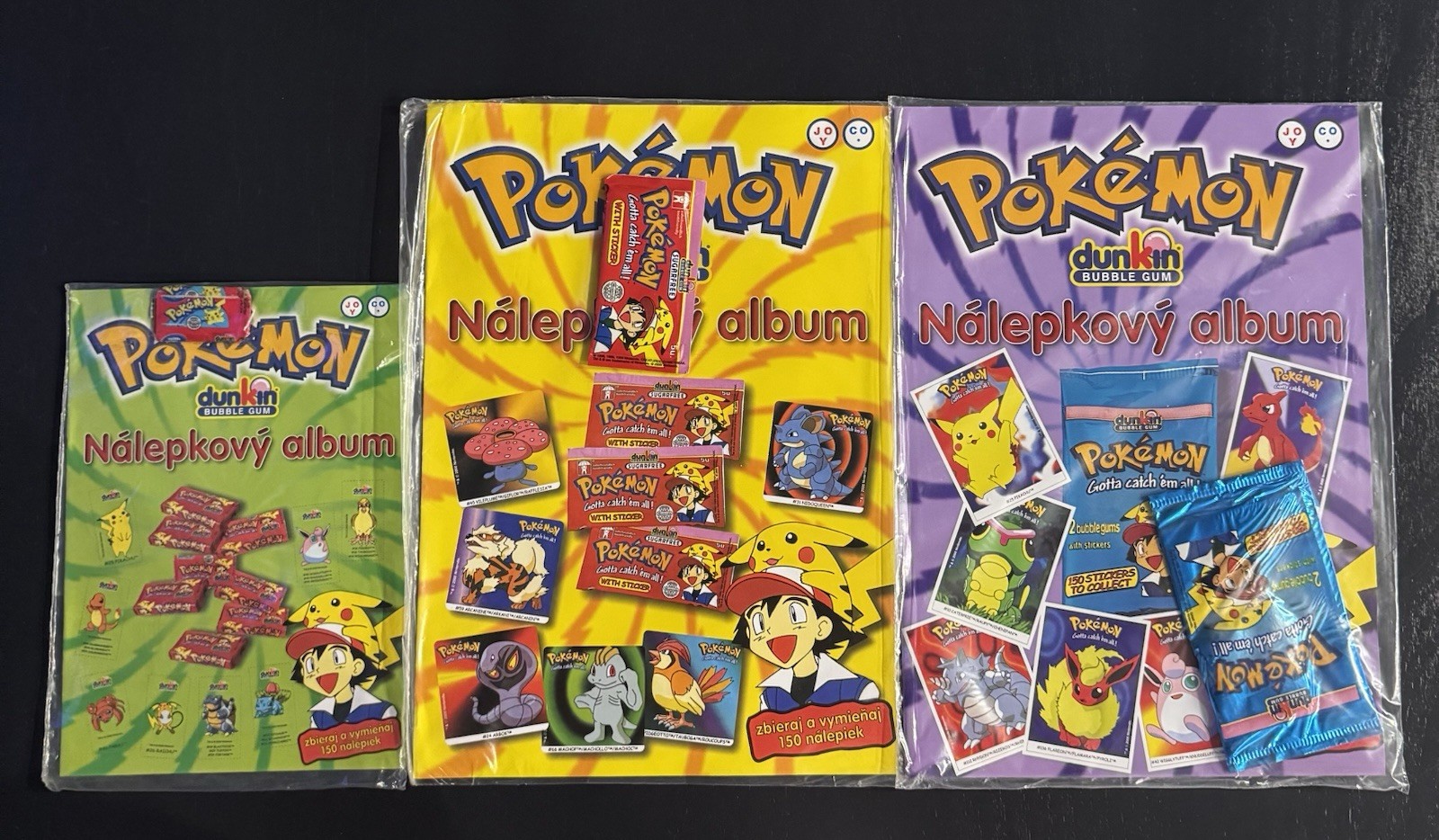 Pokémon Dunkin Boomer Bubble Gum Album Año 2000 Original 3 Tipos Embalado