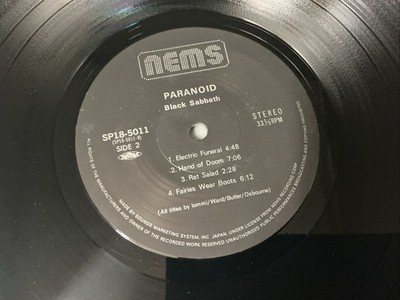 BLACK SABBATH Paranoid Japan 1980 LP Nems SP18-5011 - Free