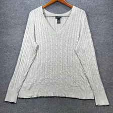 Lane Bryant Cable Knit Sweater Women's 18/20 Gray Long Sleeve Plus