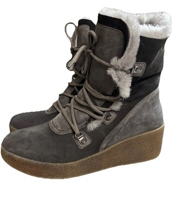 Cougar Gray Waterproof Suede Lace Up Wedge Boots Dylan Womens 10