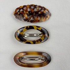 VTG Barrette Faux Tortoise Shell Brown Style Hair Clips Set of 3