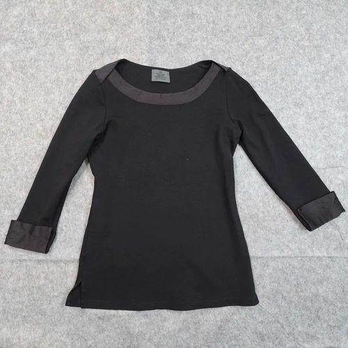 Chanel Top Donna Extra Small Logo CC Tunica Dipendente Nero Scollo Barca Manica 3 4