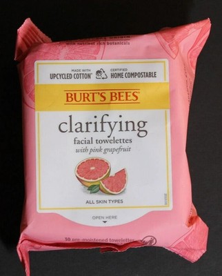 Burt's Bees Gesichtsreinigungstücher, Pink Grapefruit - 30 Ct - 3 PACKUNGEN POSTEN