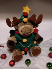 PBC Intern Animated Singing Reindeer Moose Jingle Bell Christmas Tree Plush