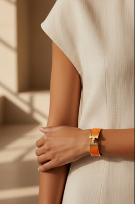 Hermes Clic Clac H bracelet in Orange Fruité, size PM | eBay