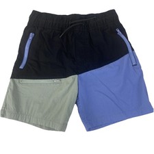 Wonder Nation Swimwear Trunks Boys Medium 8 Color Block Zip Pockets Drawstring