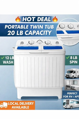 #ad Portable Twin Tub Washing Machine 20LB – Compact Washer amp; Spinner for Apartment $129.00