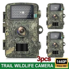 3 Pack 24MP 1440P Hunting Trail Camera Wildlife Waterproof Game Cam Night Vision