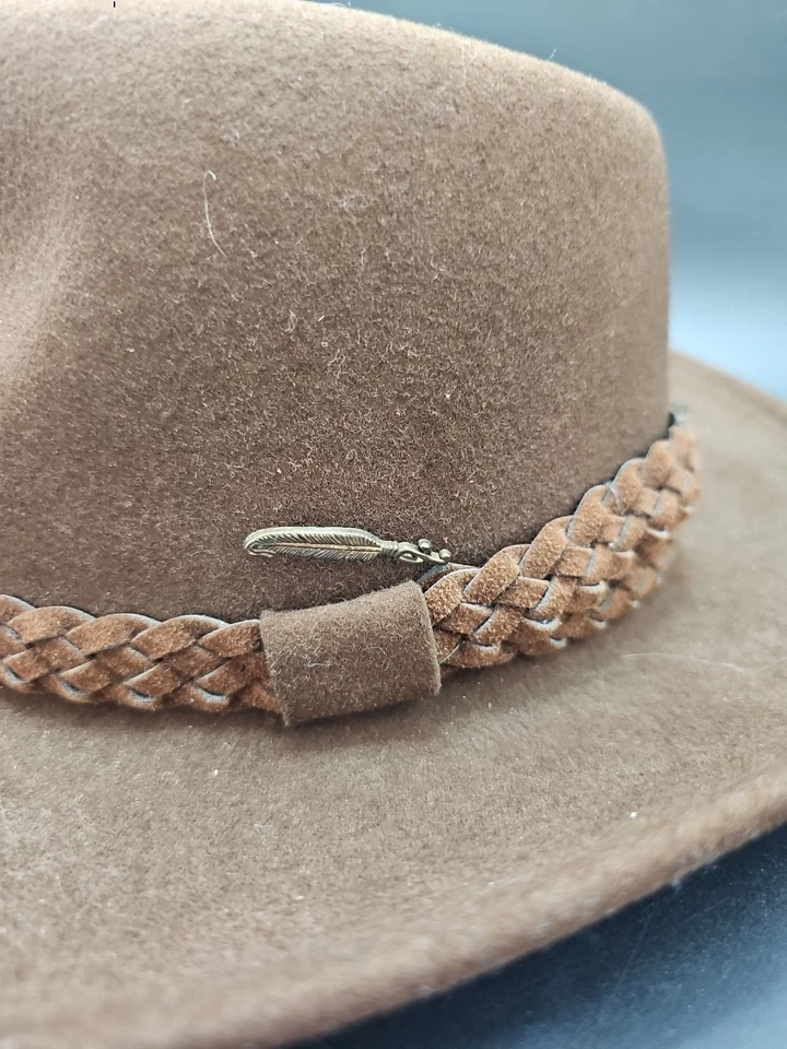 Chapéu de lã Orvis Fedora masculino pulseira de couro marrom médio - Imagem 2 de 4