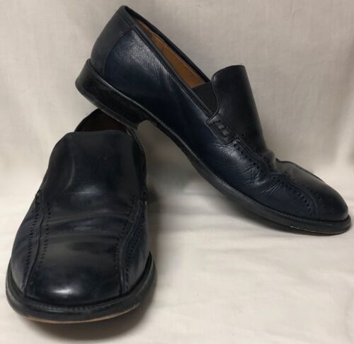 MEZLAN MENS DRESS CASUAL 2 TONE BLACK & BLUE LEATHER DERBY LOAFERS SHOES SZ 12M - Picture 2 of 11