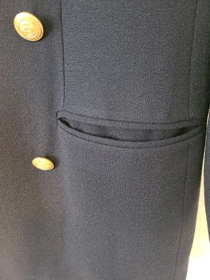 Traje Falda 2 Piezas Mujer Colección Liz Claiborne Talla 4 Azul Marino 💯% Lana Foto 4 de 4