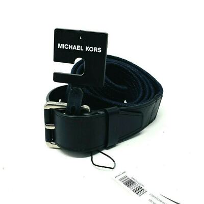 New Michael Kors Mens Sz Large Belt Blue Roller Buckle Belt NWT