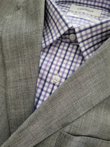 Brand New Daniel Cremieux 100 % Cotton Dress Shirt ( White With Navy And Purple)