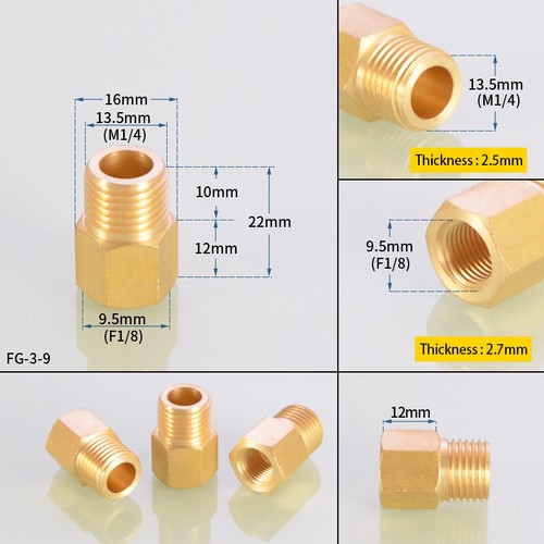 1/4 1/2" Aussen/Innen Gewindefitting Messing Reduzierung Rohrverbinder Anschluss - Picture 8 of 30