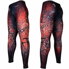 FY-107R GRUNGE -Red Compression Skin Tights Base layer Spats Rash guard MMA BJJ