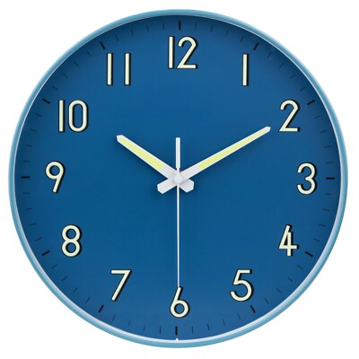 Midnight Blue Wall Clock with Glow in The Dark Hands & Silent No Tick Movement