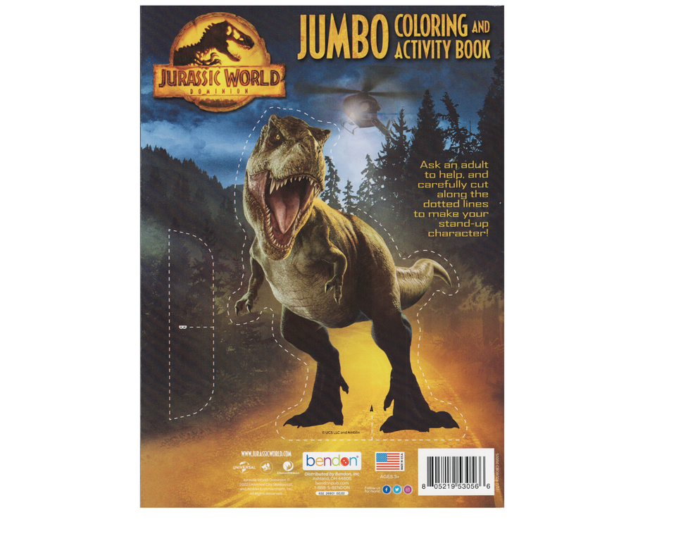 Jurassic World Dominion Jumbo Coloring & Activity Book plus Stand-Up Character! | eBay