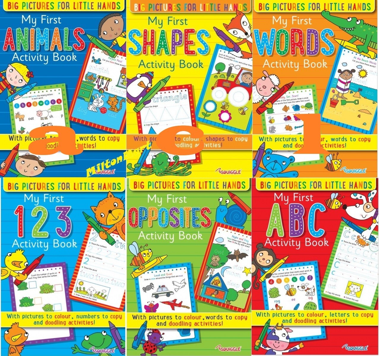 6 x Kids books First Learning 123 ABC OPPOSITE ANIMAL WORDS SHAPES Toddler Choic