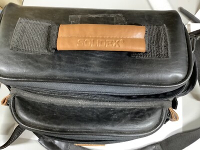 Solidex Large Black Leather Camera  Camcorder Bag With Shoulder Strap