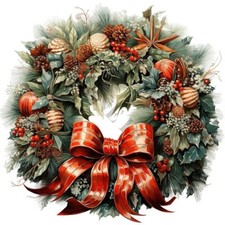 Christmas Wreath Poster Print Holiday Wall Decor 12 X 12 Reproduction