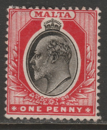 Malta MINT sg48 EVII 1904-14 1d black & red - some ageing