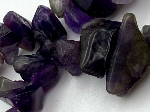Vintage Real Genuine Stone Amethyst Basic Silver Metal Necklace 46cm long - Picture 8 of 8