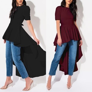 long sleeve high low peplum top