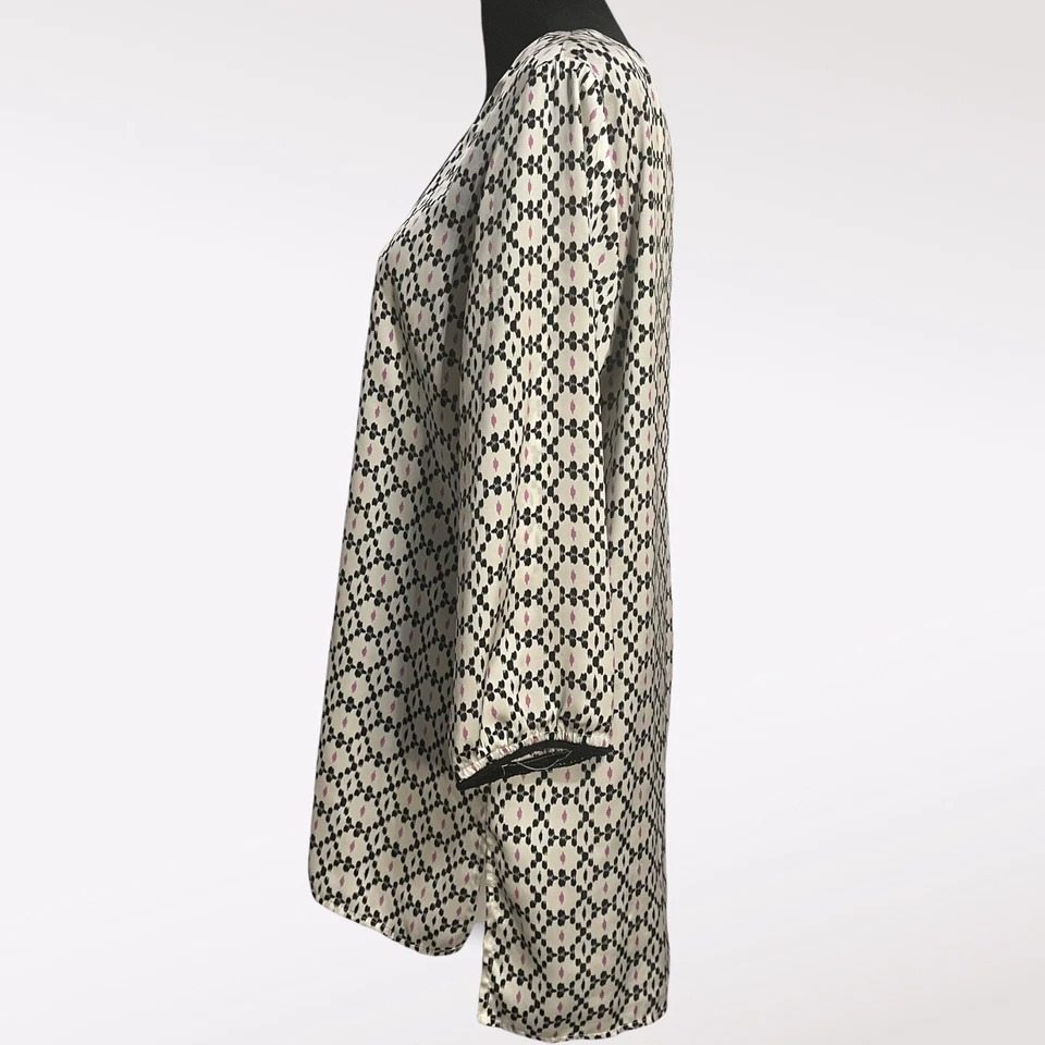 Blusa geométrica negra marfil Democracy para mujer talla M top bohemio ligero Foto 4 de 4