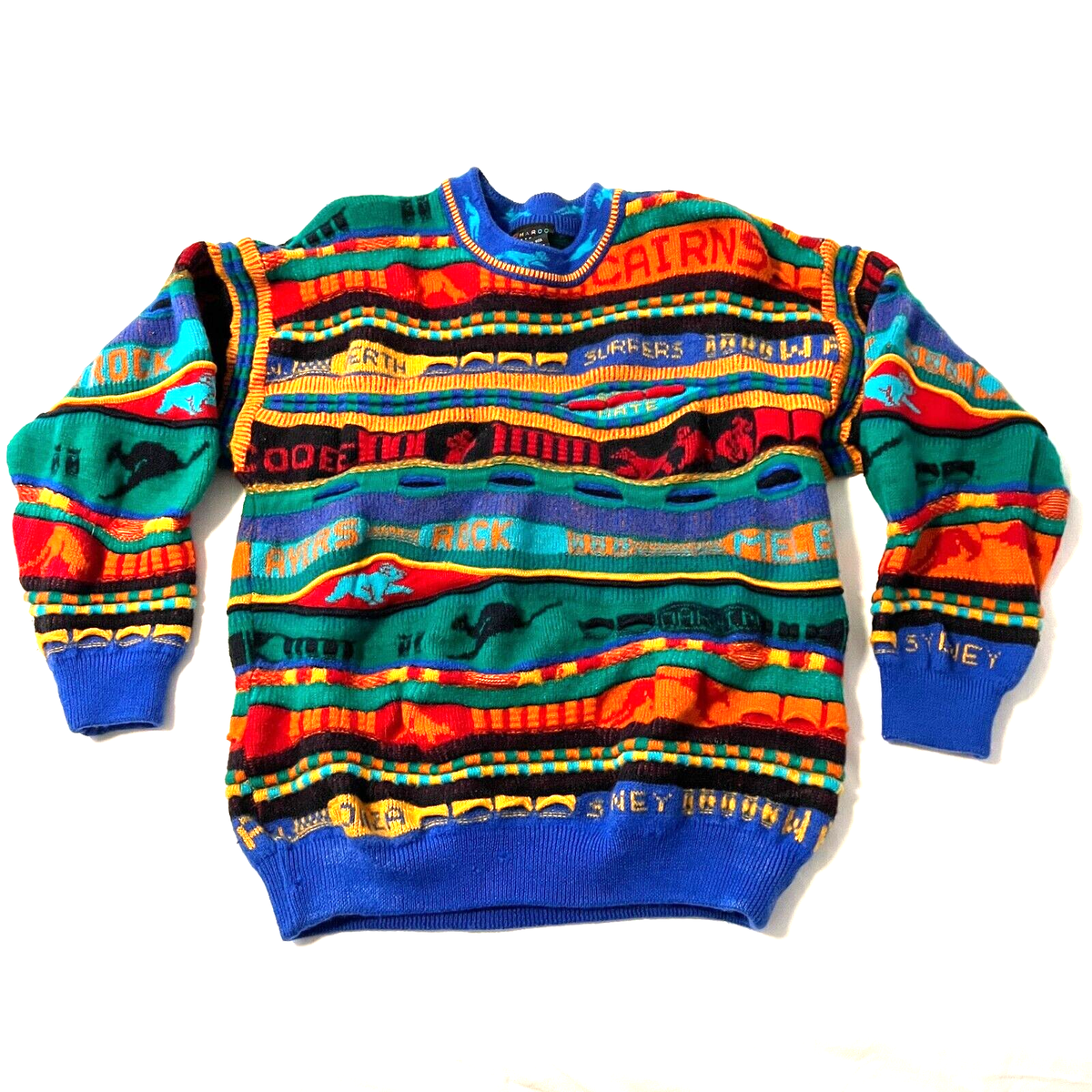 Emaroo Australia VTG Wool Sweater Coogi Style G'Day Mate City